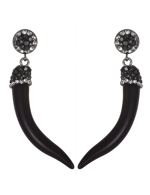 Fashion Black Chilli Pepper Shape Design Earrings