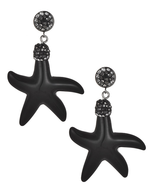 Fashion Black Star Shape Design Earrings