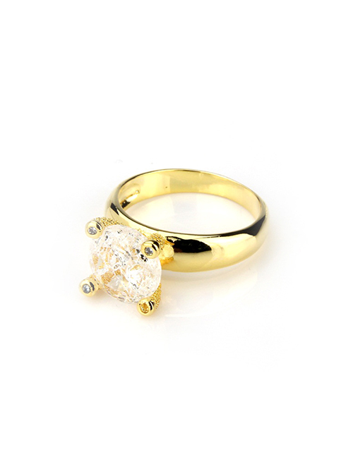 Fashion Gold Color+white Diamond Decorated Ring