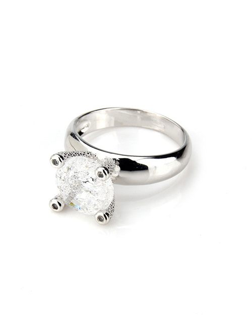 Fashion Silver Color+white Diamond Decorated Ring