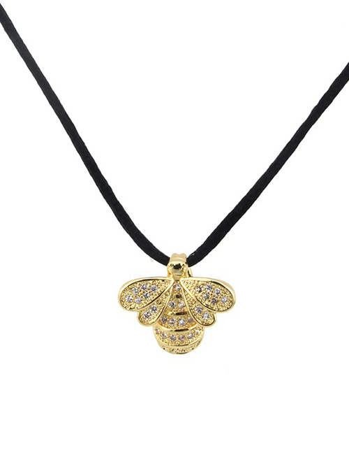 Fashion Gold Color+black Bee Shape Pendant Decorated Necklace