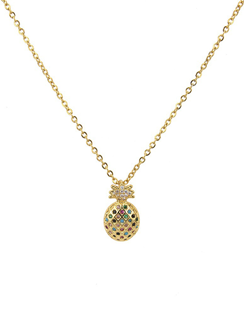 Fashion Gold Color Pineapple Shape Pendant Decorated Necklace