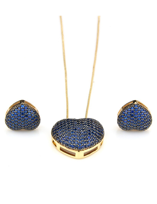 Fashion Blue Heart Shape Decorated Jewelry Set