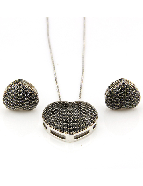 Fashion Gray Heart Shape Decorated Jewelry Set