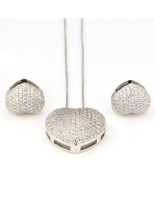 Fashion White Heart Shape Decorated Jewelry Set