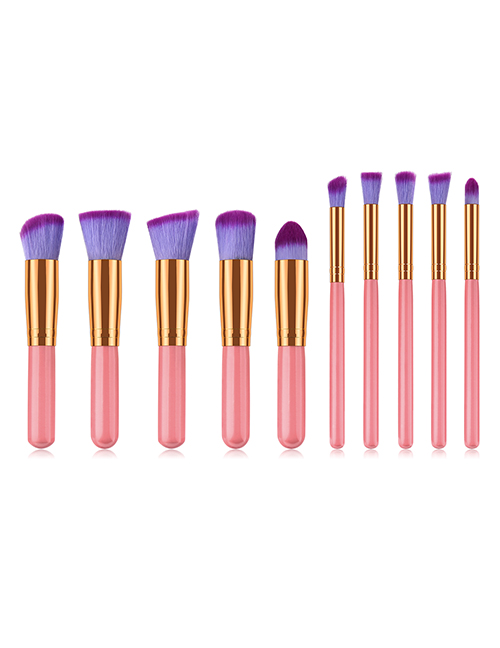 Fashion Pink Flat Shape Decorated Makeup Brush(10pcs)