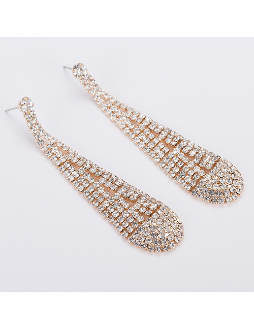Fashion Gold Color Full Diamond Decorated Earrings