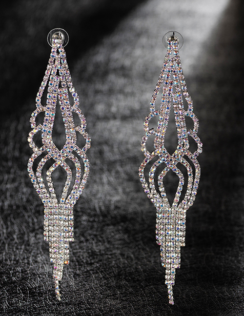 Fashion Multi-color Hollow Out Design Full Diamond Earrings