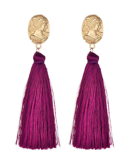 Fashion Purple Pure Color Decorated Tassel Earrings