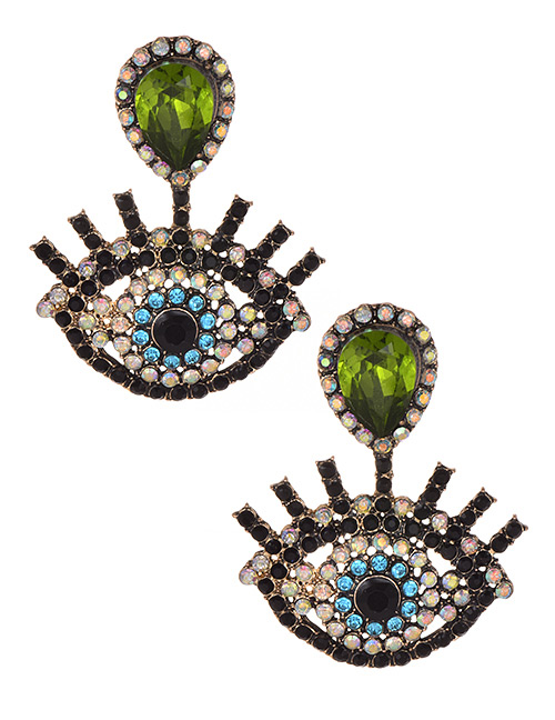 Fashion Green Eye Shape Decorated Earrings