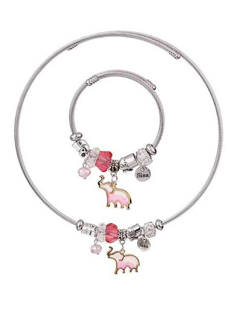 Fashion Red Elephant Shape Decorated Jewelry Set