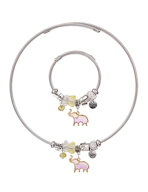 Fashion Yellow Elephant Shape Decorated Jewelry Set