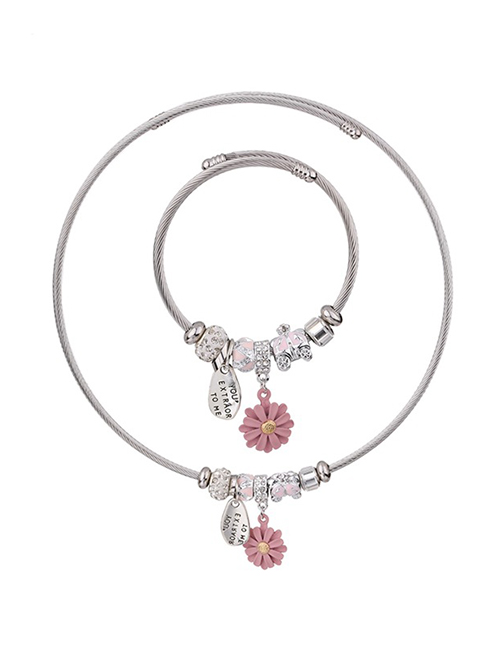 Fashion Pink Flower Shape Decorated Jewelet Set