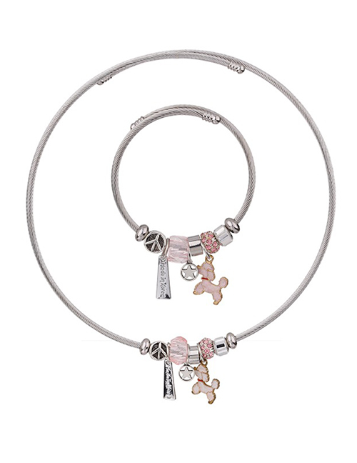 Fashion Pink Dogs Shape Decorated Jewelry Set