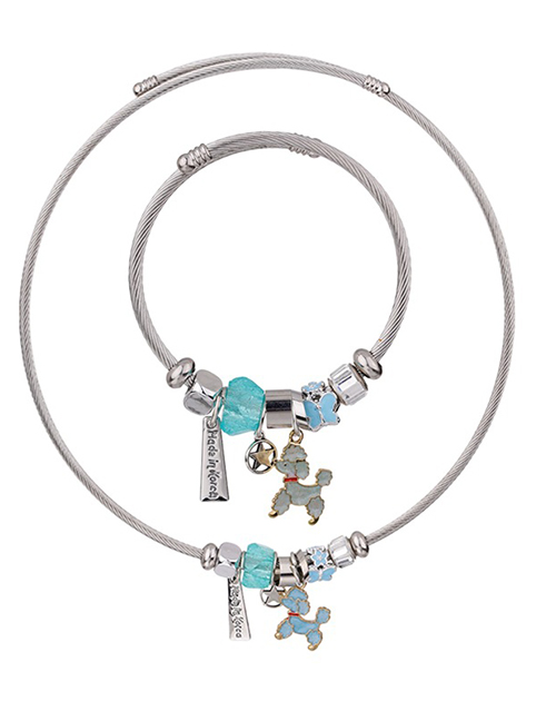 Fashion Blue Dogs Shape Decorated Jewelry Set