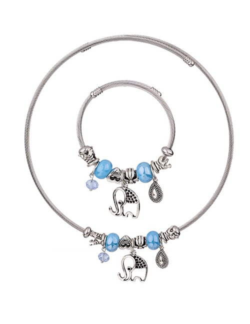 Fashion Blue Elephant Shape Decorated Jewelry Set