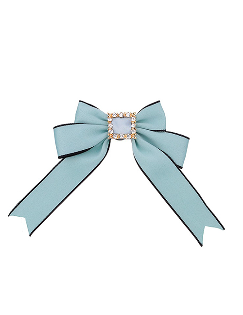Fashion Blue Square Shape Decorated Bowknot Brooch