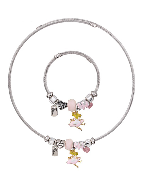Fashion Pink Heart Shape Decorated Jewelry Set