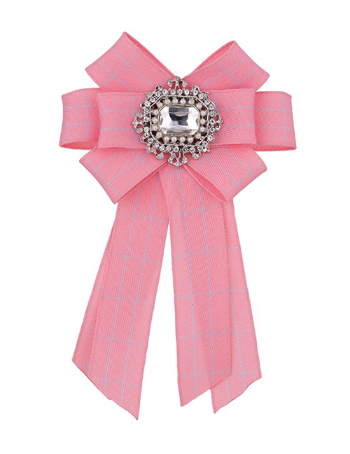 Fashion Pink Diamond Decorated Bowknot Brooch