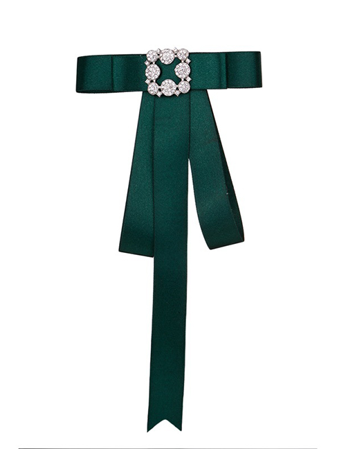 Fashion Green Diamond Decorated Bowknot Brooch