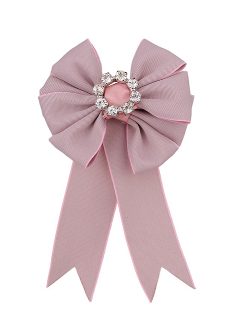 Fashion Pink Round Shape Decorated Bowknot Brooch