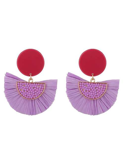 Fashion Purple Sector Shape Decorated Earrings