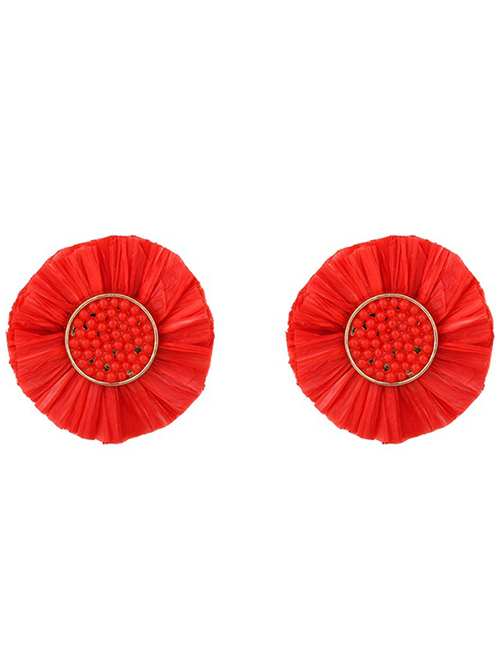 Fashion Red Round Shape Decorated Earrings