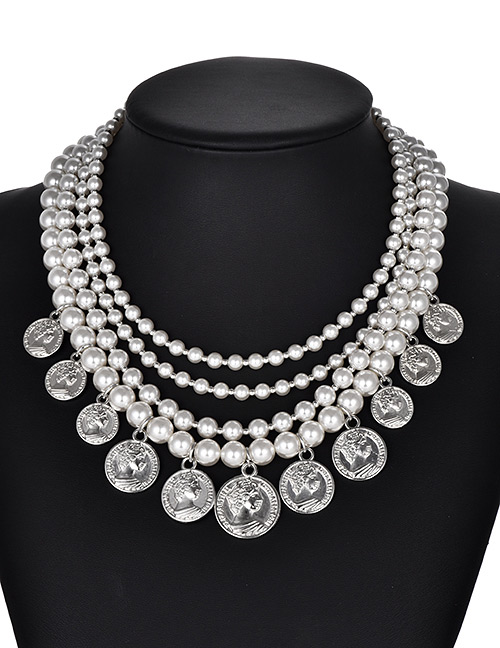 Fashion Silver Color Pearl Decorated Necklace