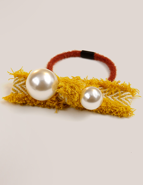 Fashion Yellow Pearl Decorated Hair Rope