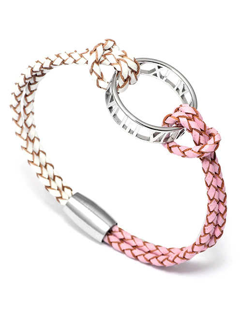 Fashion Pink Circular Ring Shape Decorated Bracelet