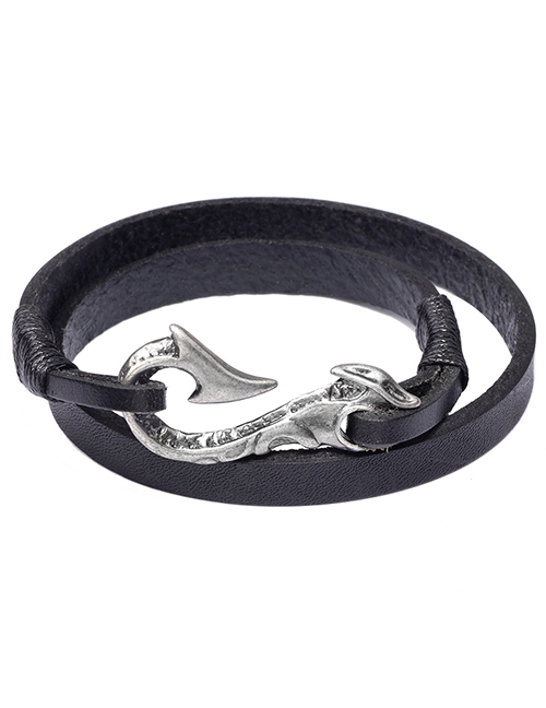 Fashion Black Hook Shape Decorated Bracelet