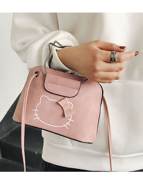 Fashion Pink Cat Pattern Decorated Handbag