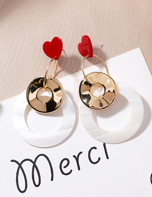Fashion Red+gold Color Heart Shape Decorated Earrings