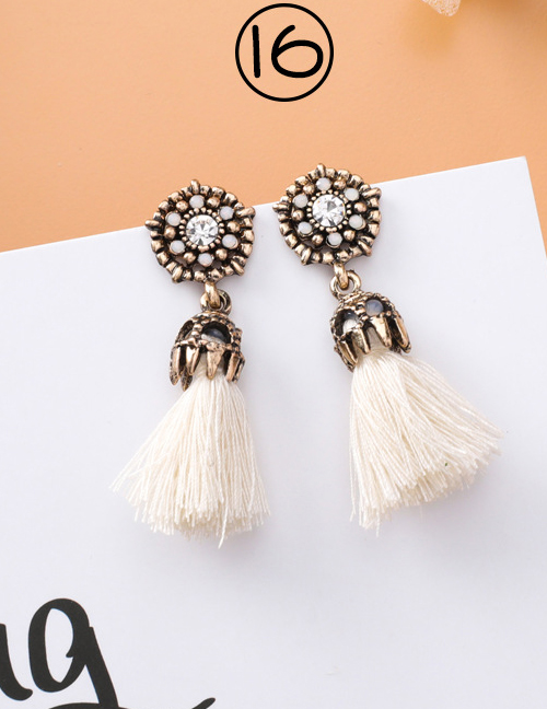 Fashion White Tassel Decorated Earrings