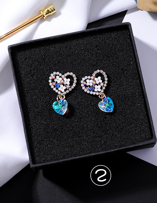 Fashion Light Blue Heart Shape Decorated Earrings