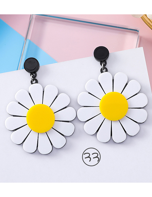 Fashion White+yellow Flowers Shape Design Simple Earrings