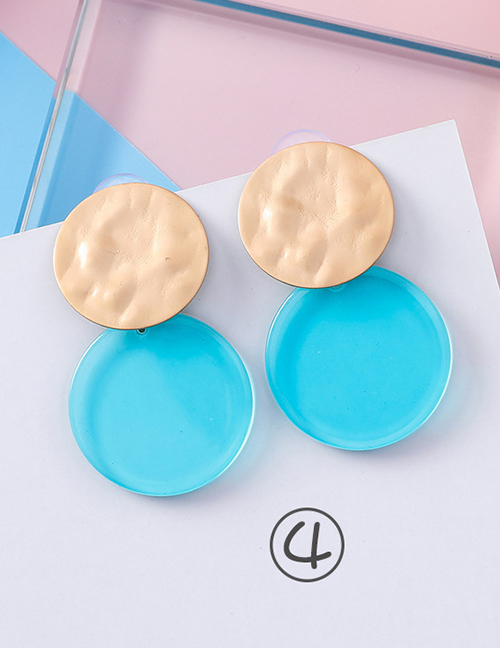 Fashion Gold Color+blue Double Round Shape Design Earrings