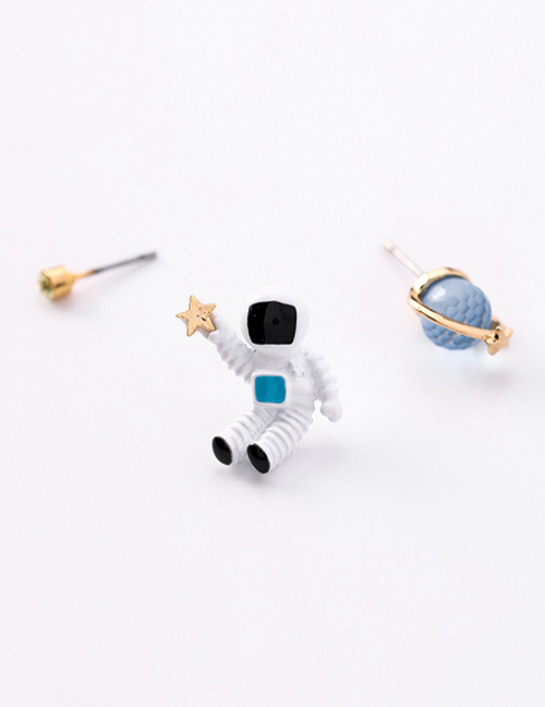 Sweet Blue Astronaut&planet Decorated Earrings(3pcs)
