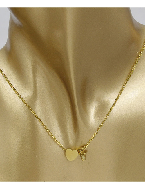 Simple Gold Color Letter F&heart Shape Decorated Necklace