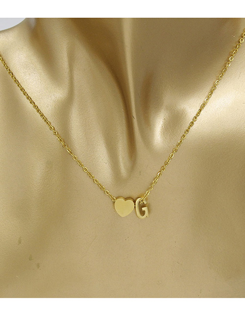 Simple Gold Color Letter G&heart Shape Decorated Necklace
