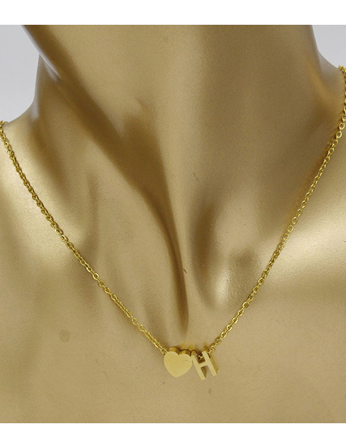 Simple Gold Color Letter H&heart Shape Decorated Necklace