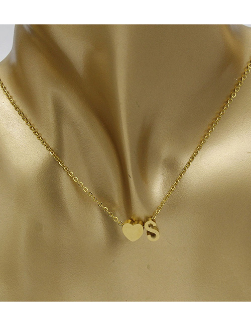 Simple Gold Color Letter S&heart Shape Decorated Necklace