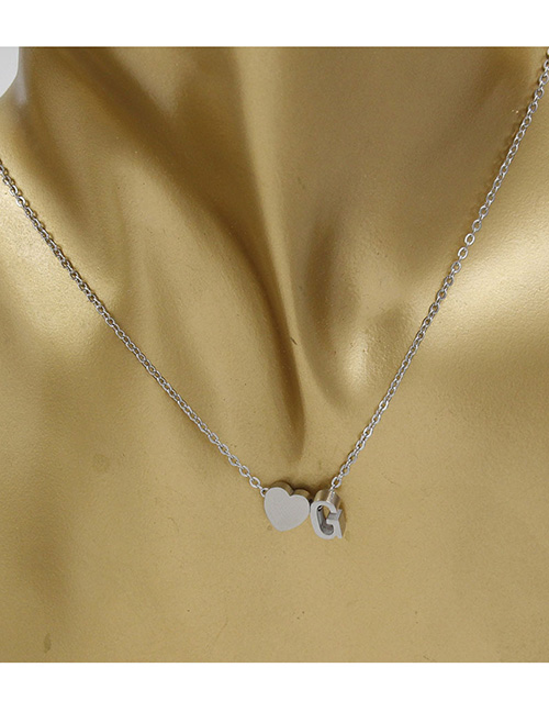 Simple Silver Color Letter G&heart Shape Decorated Necklace