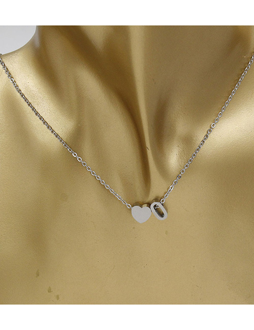 Simple Silver Color Letter O&heart Shape Decorated Necklace