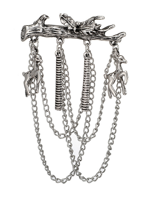 Fashion Silver Color Elk Shape Decorated Brooch