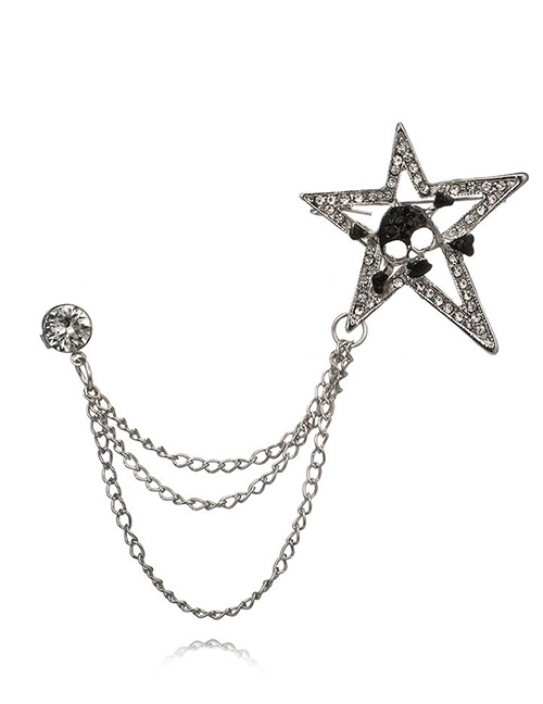 Fashion Silver Color Star Shape Decorated Brooch