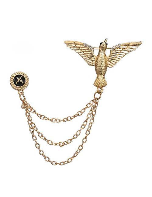 Fashion Gold Color Bird Shape Decorated Brooch