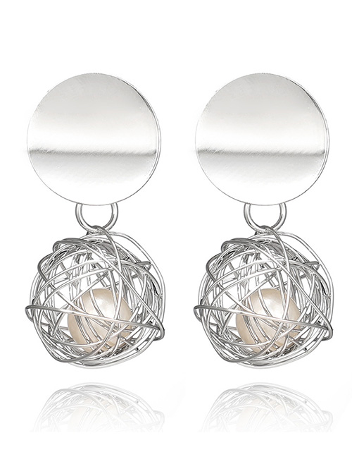 Fashion Silver Color Round Shape Decorated Hollow Out Earrings