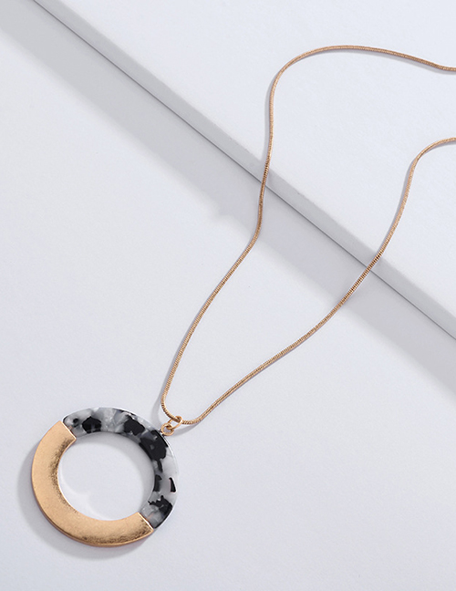 Fashion Gray Circular Ring Decorated Long Necklace