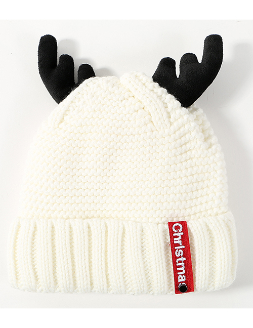 Lovely Milky White Antlers Shape Design Pure Color Hat